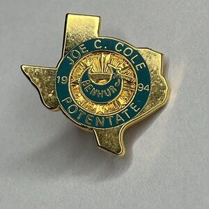 Joe C. Cole 1994 Potentate Ben Hur Lapel Pin Texas